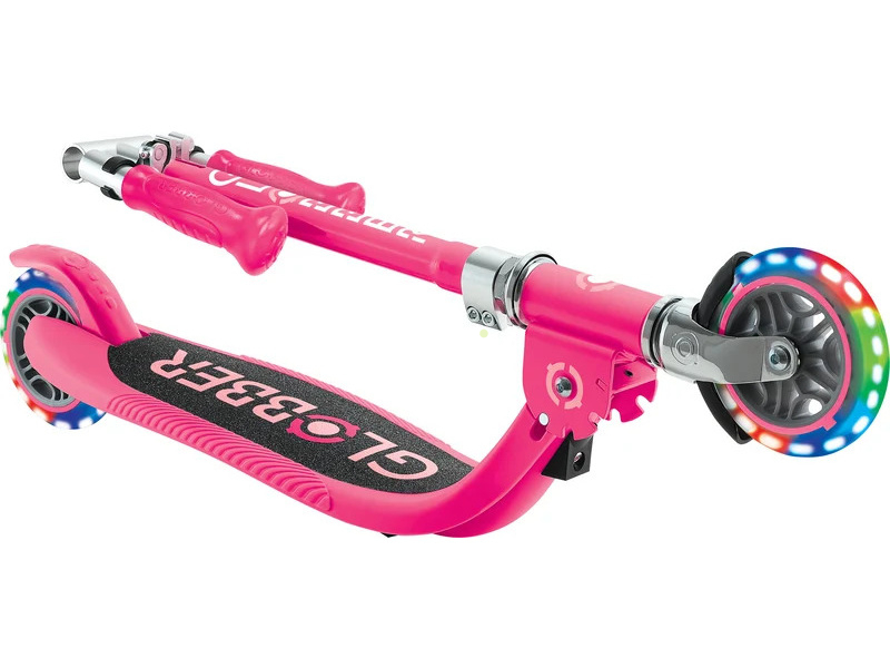 Globber - Scooter Junior Flow Lights skladací Fuchsia