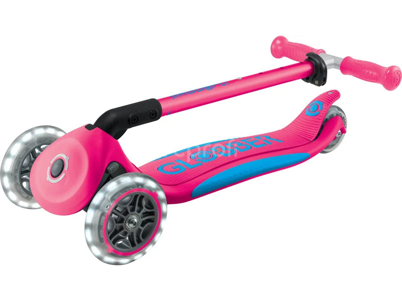 Globber - Scooter Primo Plus Lights V2 skladací Fuchsia/Sky Blue