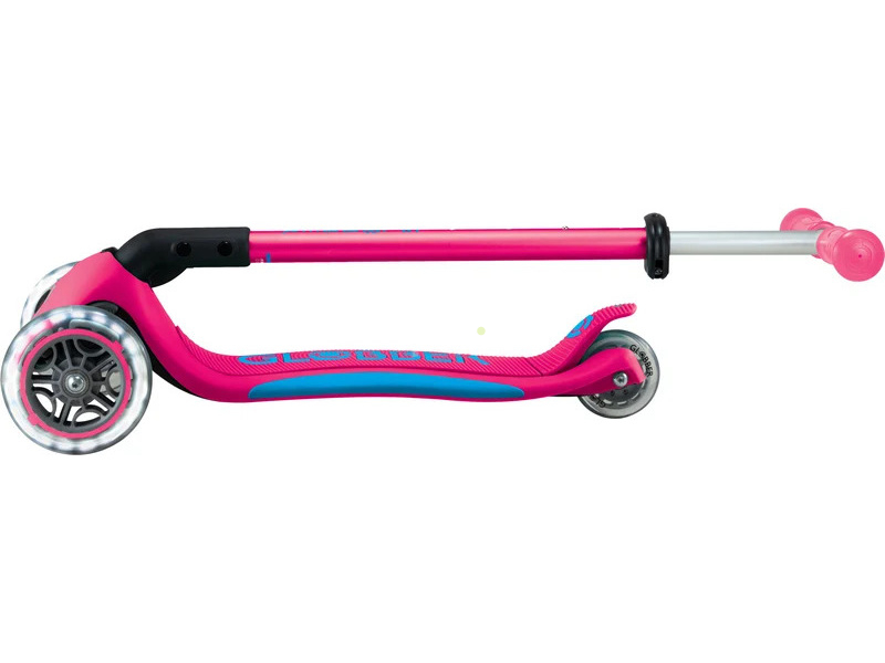 Globber - Scooter Primo Plus Lights V2 skladací Fuchsia/Sky Blue