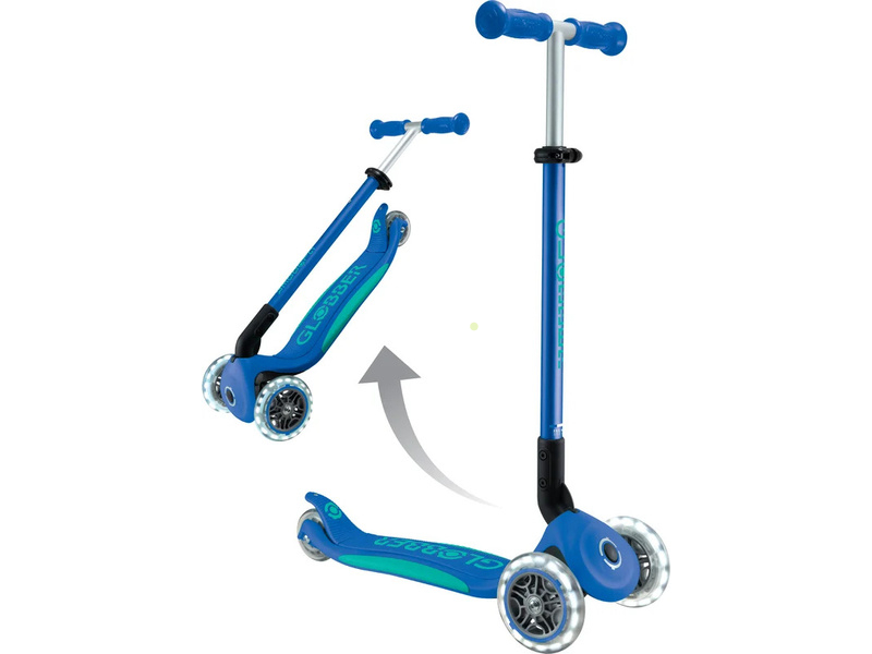 Globber - Scooter Primo Plus Lights V2 skladací Fuchsia/Sky Blue