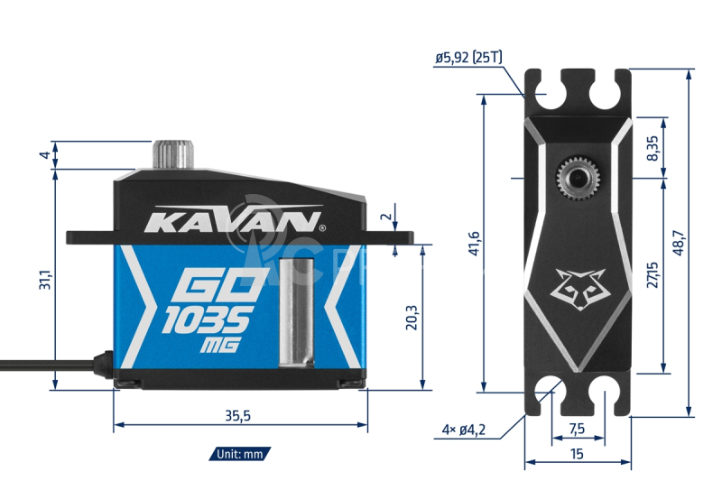 GO-1035MG (0,08s/60°, 16 kg.cm)