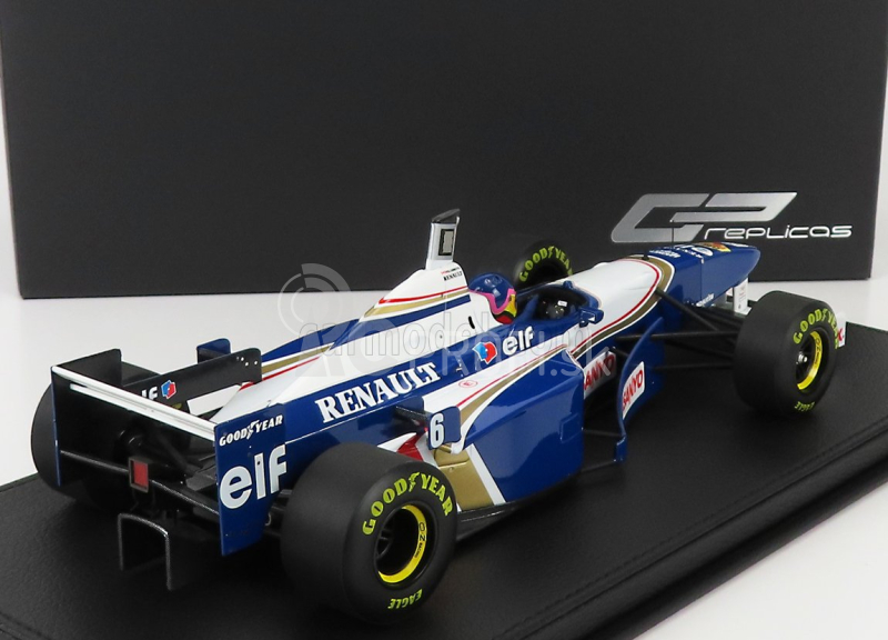 Gp-replicas Williams F1 Fw18 Renault N 6 (s figúrkou pilota) Sezóna 1996 Jacques Villeneuve - Con Vetrina - S vitrínou 1:18 Modrá biela