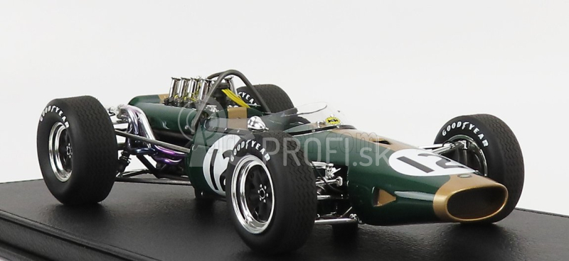 Gp-replika Brabham F1 Bt19 N 12 Winner French Gp Jack Brabham 1966 World Champion - Con Vetrina - s vitrínou 1:18 Green Gold