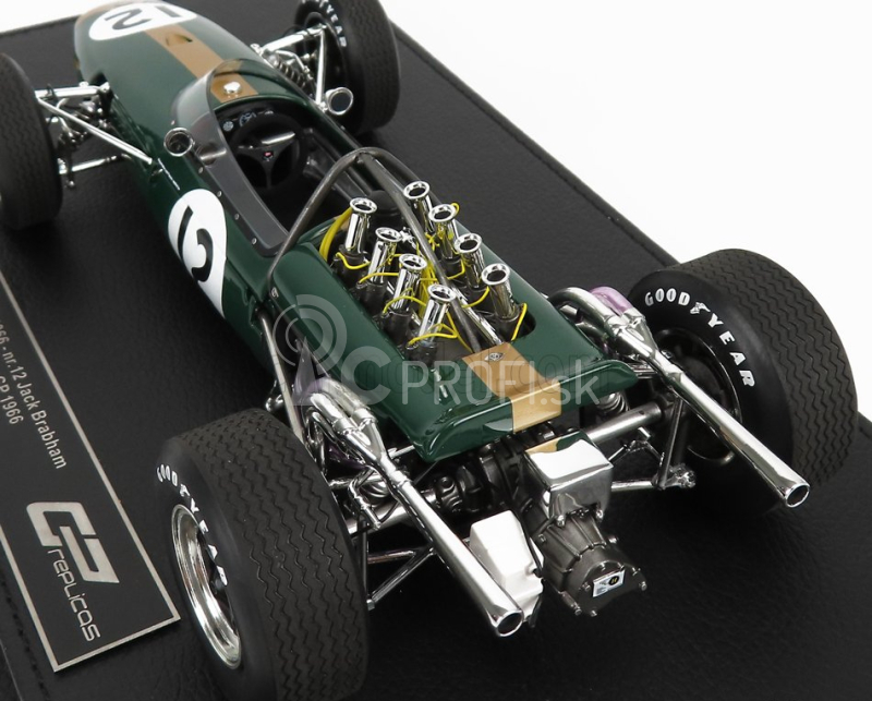 Gp-replika Brabham F1 Bt19 N 12 Winner French Gp Jack Brabham 1966 World Champion - Con Vetrina - s vitrínou 1:18 Green Gold