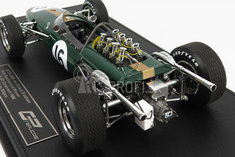 Gp-replika Brabham F1 Bt19 N 16 Winner Dutch Gp Jack Brabham 1966 World Champion - Con Vetrina - s vitrínou 1:18 Green Gold