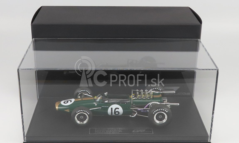 Gp-replika Brabham F1 Bt19 N 16 Winner Dutch Gp Jack Brabham 1966 World Champion - Con Vetrina - s vitrínou 1:18 Green Gold