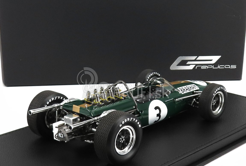 Gp-replika Brabham F1 Bt19 N 3 Winner Germany Gp Jack Brabham 1966 World Champion - Con Vetrina - S vitrínou 1:18 Green Gold