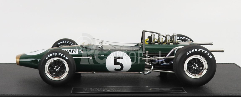 Gp-replika Brabham F1 Bt19 N 5 Winner British Gp Jack Brabham 1966 World Champion - Con Vetrina - s vitrínou 1:18 Green Gold