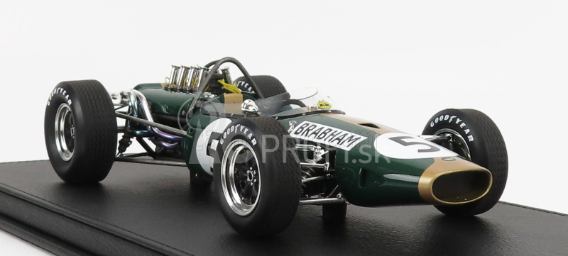 Gp-replika Brabham F1 Bt19 N 5 Winner British Gp Jack Brabham 1966 World Champion - Con Vetrina - s vitrínou 1:18 Green Gold