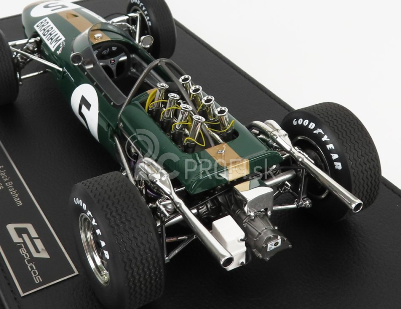 Gp-replika Brabham F1 Bt19 N 5 Winner British Gp Jack Brabham 1966 World Champion - Con Vetrina - s vitrínou 1:18 Green Gold