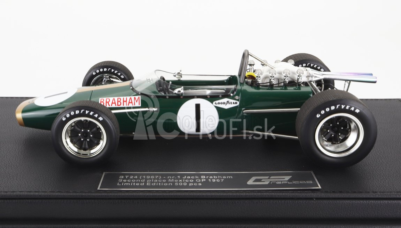 Gp-replika Brabham F1 Bt24 Repco N 1 2nd Mexico Gp 1967 Jack Brabham - Con Vetrina - S vitrínou 1:18 Green Gold