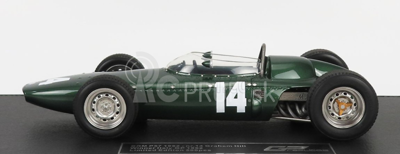 Gp-replika BRM F1 P57 Brm Team N 14 Winner Italian Gp Monza World Champion 1962 Graham Hill - Con Vetrina - S vitrínou 1:18 Green Met