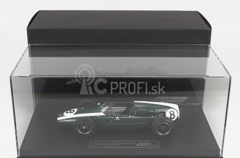 Gp-replika Cooper F1 T51 Climax Team Cooper Car Company N 8 1959 Jack Brabham 1959 World Champion - Con Vetrina - s vitrínou 1:18 Green White