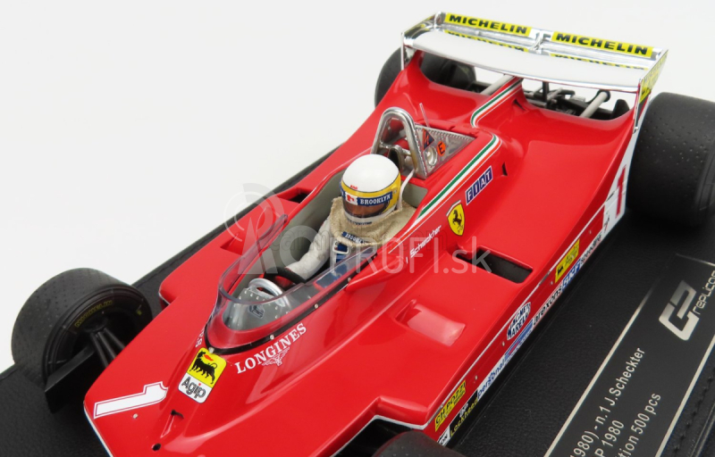 Gp-replika Ferrari F1 312 T5 N 1 Monaco Gp 1980 (s figúrkou pilota) Jody Scheckter 1:18 Červená