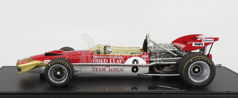 Gp-replika Lotus F1 49c Ford Gold Leaf Team Lotus N 8 Sezóna 1970 Emerson Fittipaldi - Con Vetrina - S vitrínou 1:18 červená