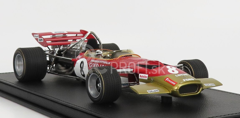 Gp-replika Lotus F1 49c Ford Gold Leaf Team Lotus N 8 Sezóna 1970 Emerson Fittipaldi - Con Vetrina - S vitrínou 1:18 červená