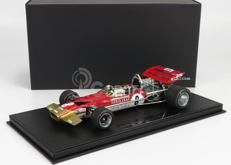 Gp-replika Lotus F1 49c Ford Gold Leaf Team Lotus N 8 Sezóna 1970 Emerson Fittipaldi - Con Vetrina - S vitrínou 1:18 červená