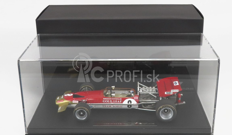 Gp-replika Lotus F1 49c Ford Gold Leaf Team Lotus N 8 Sezóna 1970 Emerson Fittipaldi - Con Vetrina - S vitrínou 1:18 červená