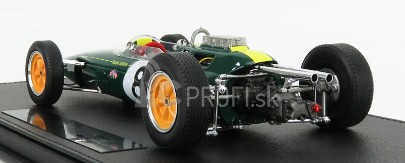 Gp-replika Lotus F1 Climax 25 N 8 Víťaz majstrovstiev sveta Taliansko Gp 1963 Jim Clark - Con Vetrina - S vitrínou 1:18 Zelená Žltá