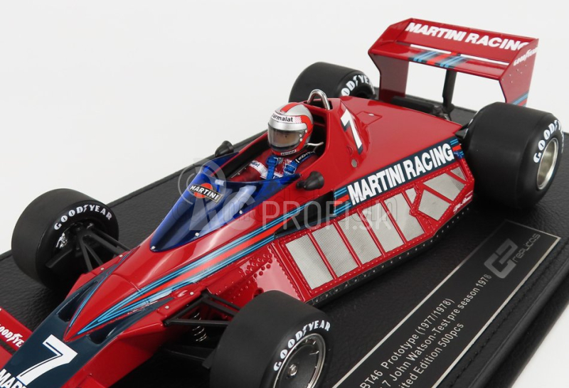 Gp-repliky Brabham F1 Bt46 Alfa Romeo Prototype Martini Racing N 7 Testovacia verzia (s figúrkou pilota) 1977 John Watson - Con Vetrina - S vitrínou 1:18 Červená