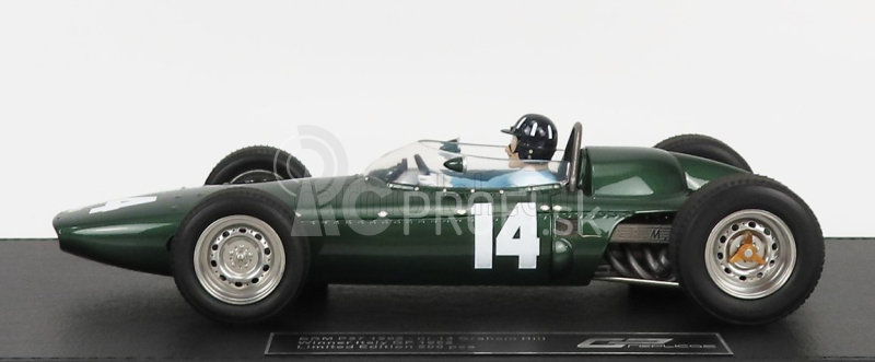 Gp-repliky BRM F1 P57 Brm Team N 14 Winner Italian Gp Monza World Champion (with Pilot Figure) 1962 Graham Hill - Con Vetrina - With Showcase 1:18 Green Met