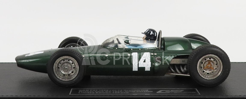 Gp-repliky BRM F1 P57 Brm Team N 14 Winner Italian Gp Monza World Champion (with Pilot Figure - Dirty Version) 1962 Graham Hill - Con Vetrina - With Showcase 1:18 Green Met