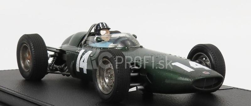 Gp-repliky BRM F1 P57 Brm Team N 14 Winner Italian Gp Monza World Champion (with Pilot Figure - Dirty Version) 1962 Graham Hill - Con Vetrina - With Showcase 1:18 Green Met