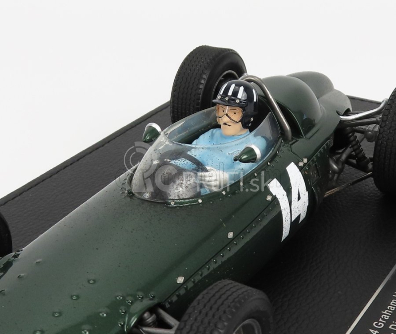 Gp-repliky BRM F1 P57 Brm Team N 14 Winner Italian Gp Monza World Champion (with Pilot Figure - Dirty Version) 1962 Graham Hill - Con Vetrina - With Showcase 1:18 Green Met