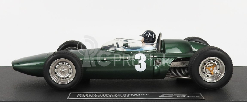 Gp-repliky BRM F1 P57 Brm Team N 3 Winner South Africa World Champion (with Pilot Figure) 1962 Graham Hill - Con Vetrina - With Showcase 1:18 Green Met