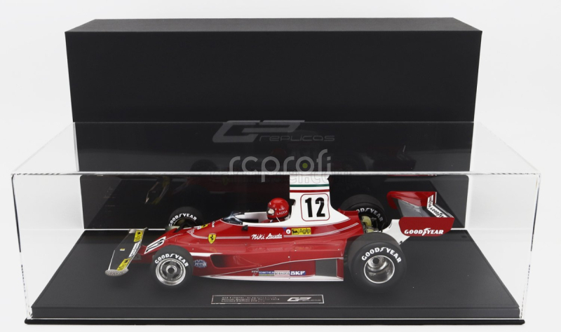 Gp-repliky Ferrari F1 312t Team Ferrari Sefac N 12 Víťaz majstrovstiev sveta Belgicko Zolder Gp (s figúrkou pilota) 1975 Niki Lauda 1:12 Červená biela