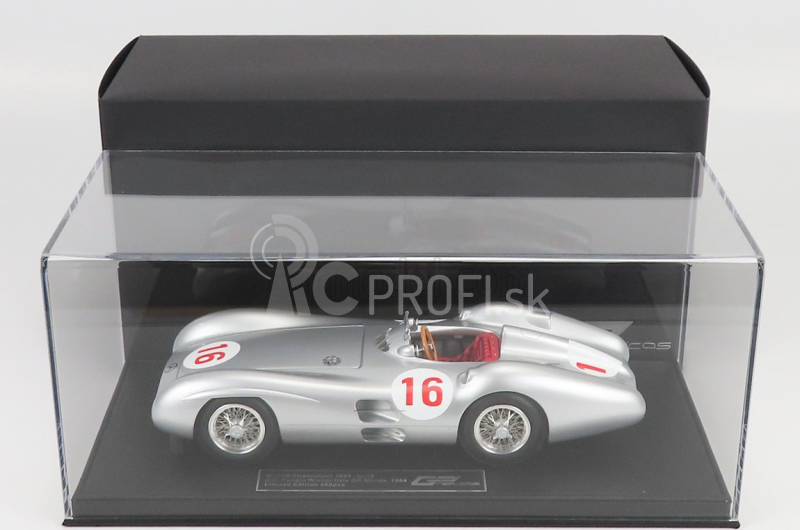 Gp-repliky Mercedes benz F1 W196r Streamliners N 16 Winner Monza Italy Gp Juan Manuel Fangio 1954 Majster sveta - Con Vetrina - S vitrínou 1:18 Silver