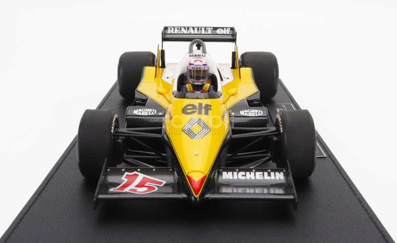 Gp-repliky Renault F1 Re40 N 15 Winner French Gp Paul Richard (pole position a najrýchlejšie kolo) (s figúrkou pilota) 1983 Alain Prost - Con Vetrina - s vitrínou 1:18 Black Yellow White