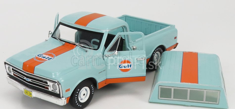 Greenlight Chevrolet C-10 Pick-up Closed Camper Gulf 1968 1:24 svetlo modrá oranžová