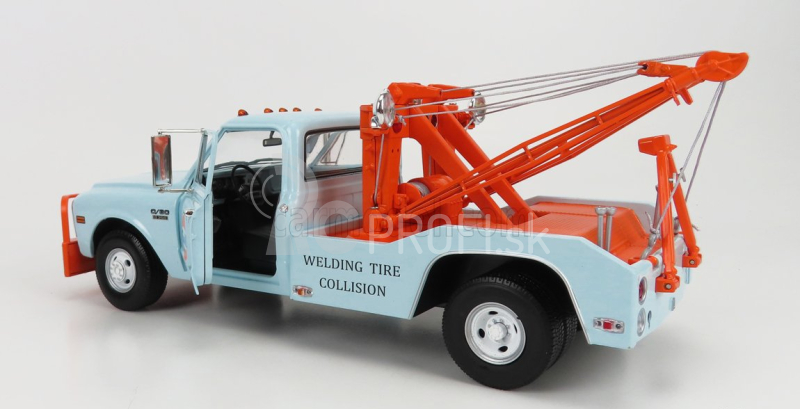 Greenlight Chevrolet C-30 Pick-up Gulf Carro Attrezzi - Wrecker Road Service 1969 1:18 svetlomodrá