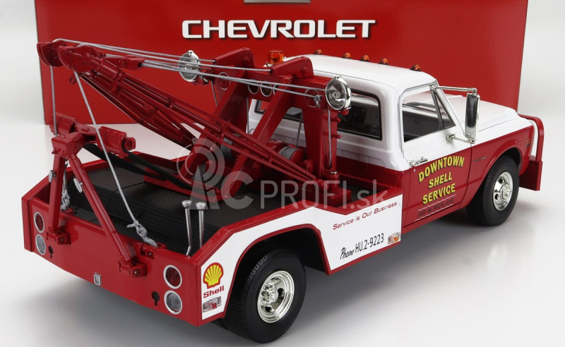 Greenlight Chevrolet C-30 Truck 1972 - Carro Attrezzi - Wrecker Road Service 1:18 červená biela