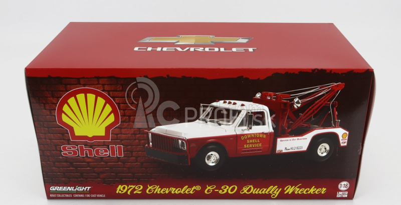 Greenlight Chevrolet C-30 Truck 1972 - Carro Attrezzi - Wrecker Road Service 1:18 červená biela