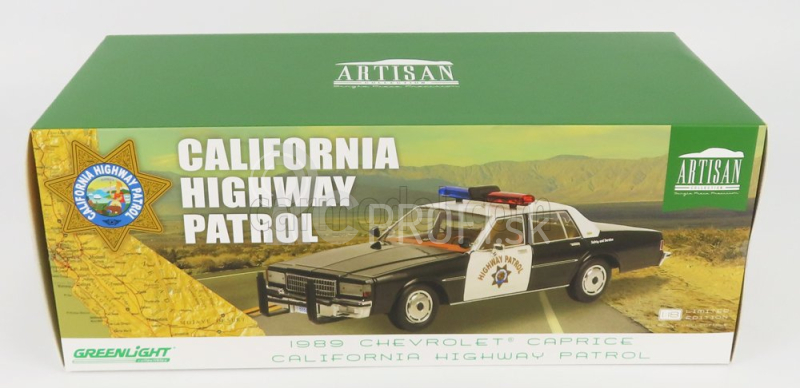 Greenlight Chevrolet Caprice Police California Highway Patrol 1989 1:18 čierna biela