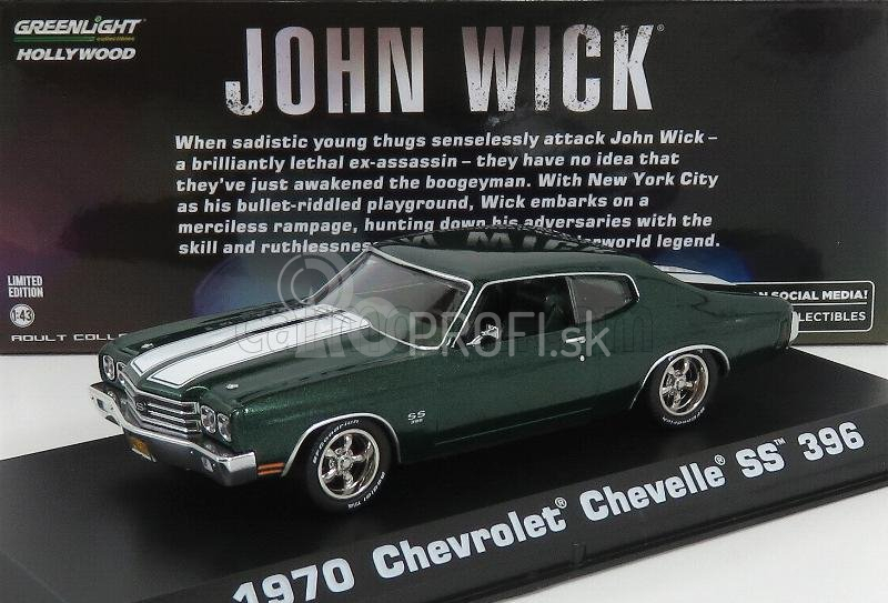 Greenlight Chevrolet Chevelle Ss 396 Coupe 1970 - John Wick Movie Ii 1:43 Zelená s bielou