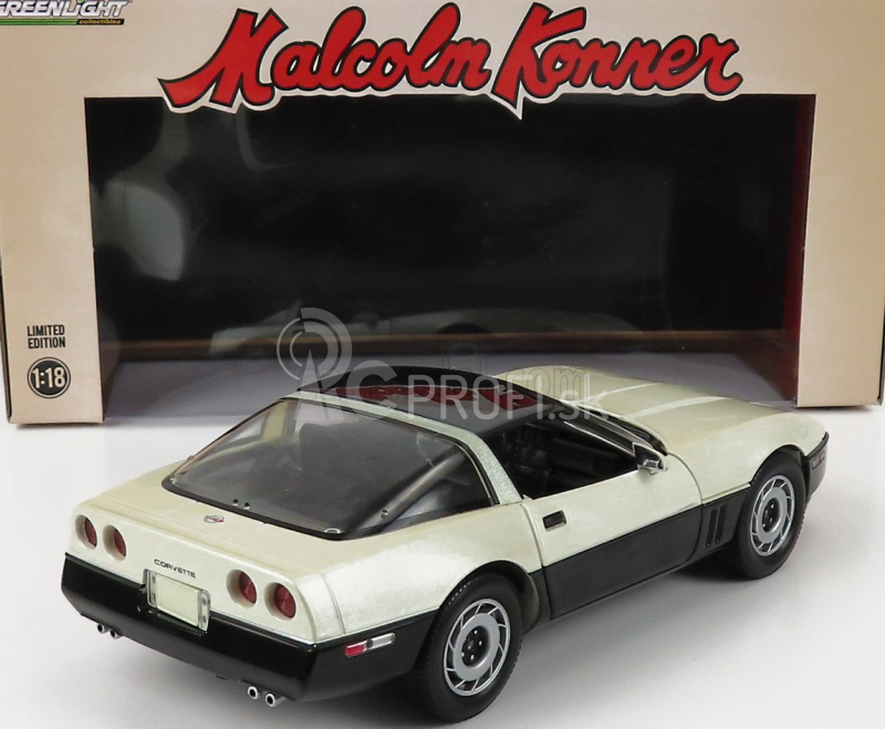 Greenlight Chevrolet Corvette C4 Coupe 1986 - Pamätná edícia Malcom Konner 1:18 Béžová čierna