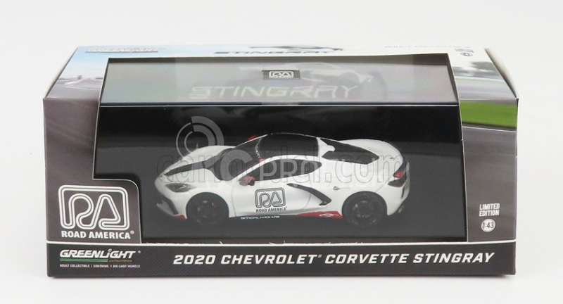 Greenlight Chevrolet Corvette C8 Official Pace Car Road America 2020 1:43 Biela