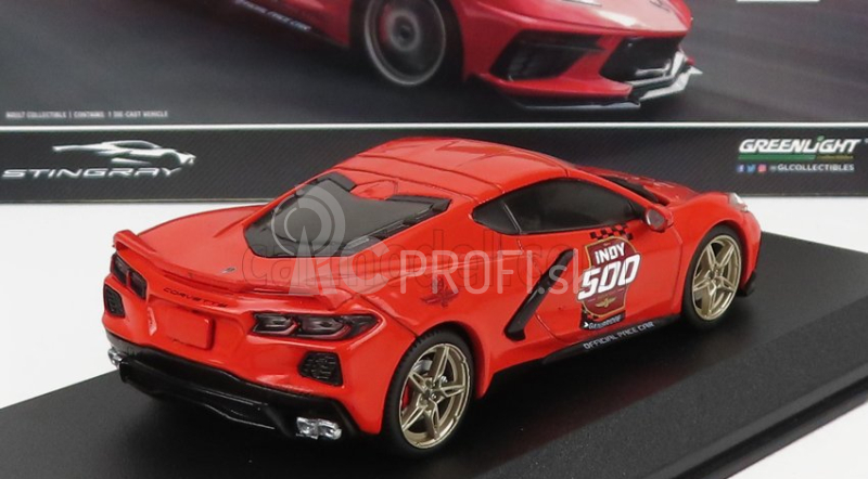 Greenlight Chevrolet Corvette C8 oficiálne Pace Car Indianapolis 500 Mile Race 2020 1:43 červená