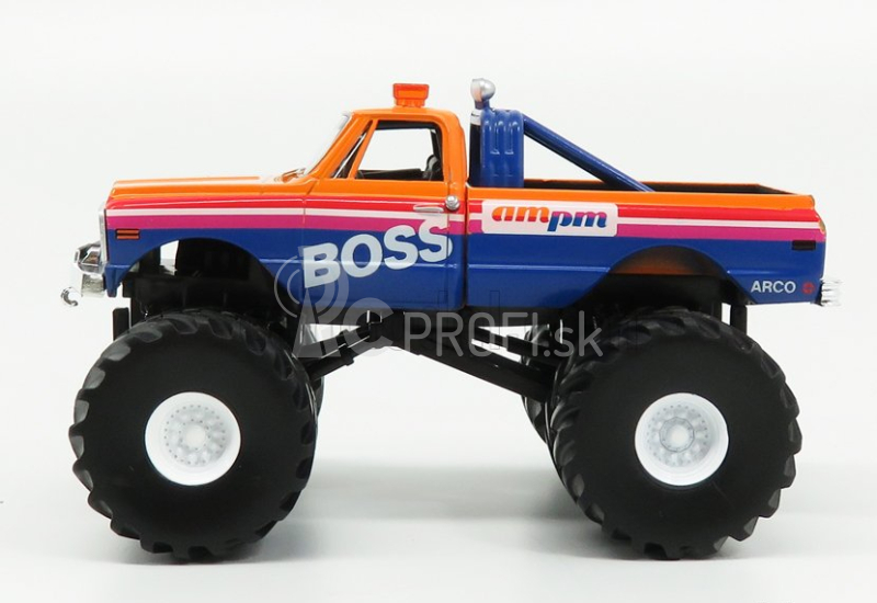 Greenlight Chevrolet K-10 Bigfoot Monster Truck Boss 1972 1:43 Oranžová modrá