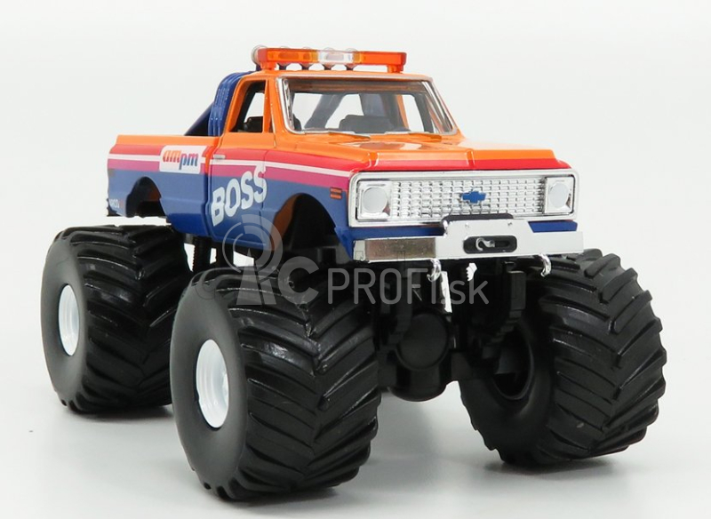 Greenlight Chevrolet K-10 Bigfoot Monster Truck Boss 1972 1:43 Oranžová modrá