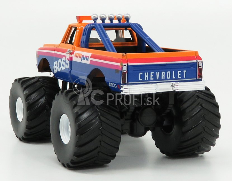 Greenlight Chevrolet K-10 Bigfoot Monster Truck Boss 1972 1:43 Oranžová modrá