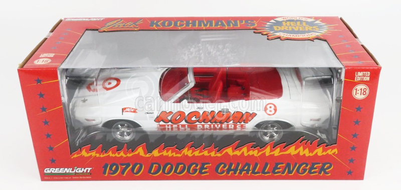 Greenlight Dodge Challenger Convertibile Kochman Hell Drivers 1970 1:18 Biela červená