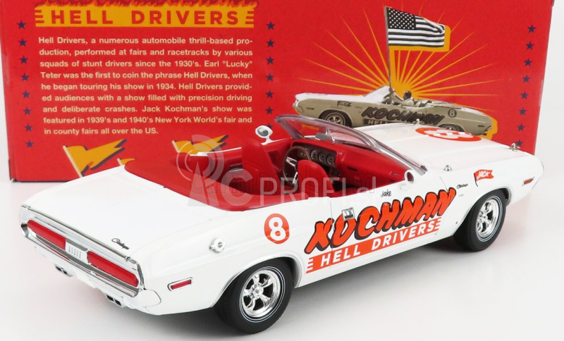 Greenlight Dodge Challenger Convertibile Kochman Hell Drivers 1970 1:18 Biela červená