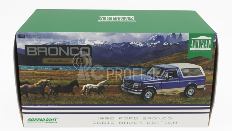 Greenlight Ford usa Bronco Eddie Bauer Edition 1996 1:18 modrá biela