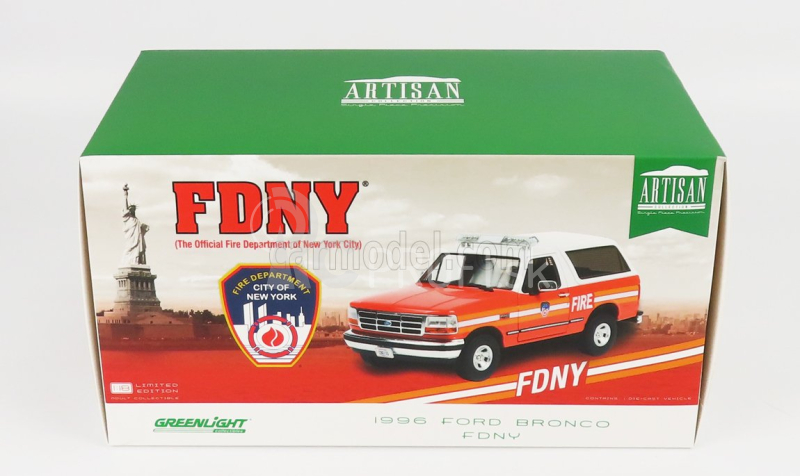 Greenlight Ford usa Bronco Fdny New York Fire Engine 1996 1:18 červená biela