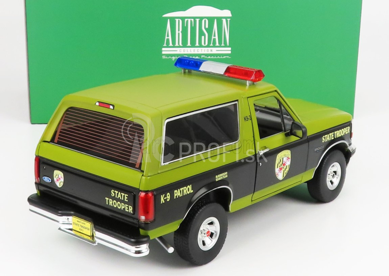 Greenlight Ford usa Bronco Maryland State Police 1996 1:18 zelená čierna