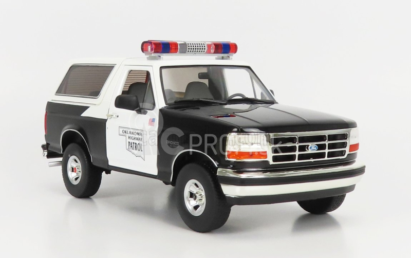 Greenlight Ford usa Bronco Oklahoma Highway Patrol Police 1996 1:18 čierna biela